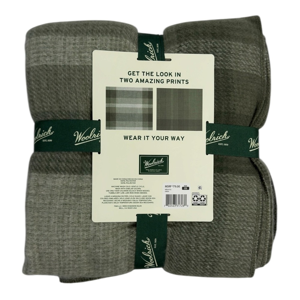 NWT Woolrich Reversible Wrap OS Green New Plaid Poncho Cape Shawl Tartan Preppy - Picture 3 of 4